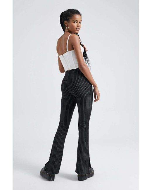スーツ pin stripe designbaggy flare slacks Urban Outfitters Uo Pinstripe Side Split Flare Pant in Black