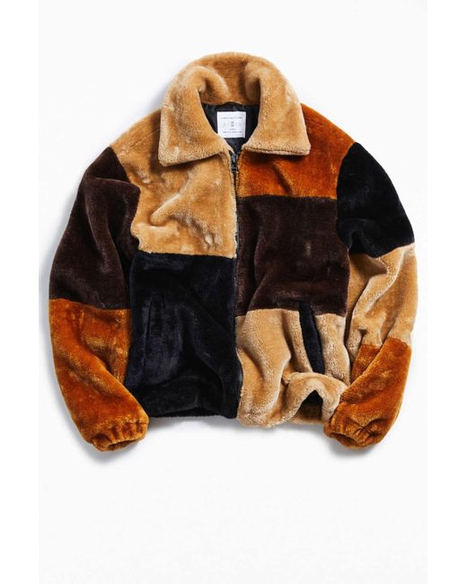 Urban Outfitters Natural Uo Patchwork Faux Fur Jacket for men