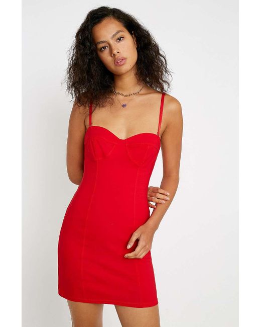 Urban Outfitters Red Uo Angelina Bustier Mini Dress