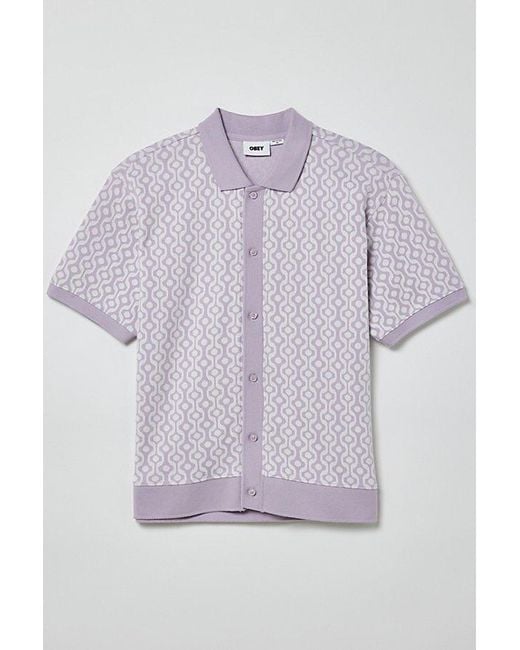 Obey Purple Testament Button-Down Shirt Top for men