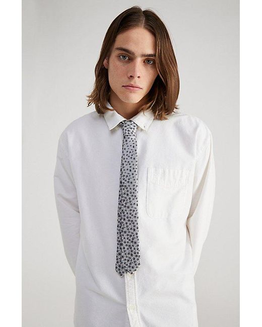 Urban Outfitters White Abstract Floral Skinny Tie for men