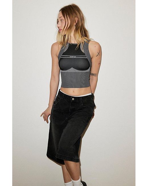 Out From Under Black Run Up Seamless Cropped Tank Top