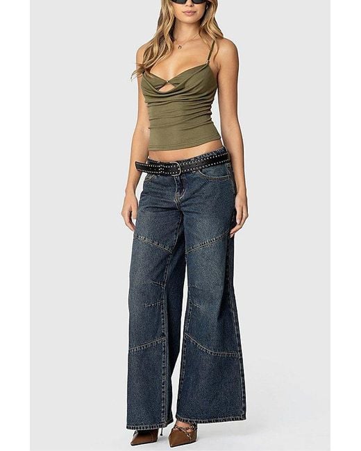 Edikted Green Layered Bra Cowl Neck Top