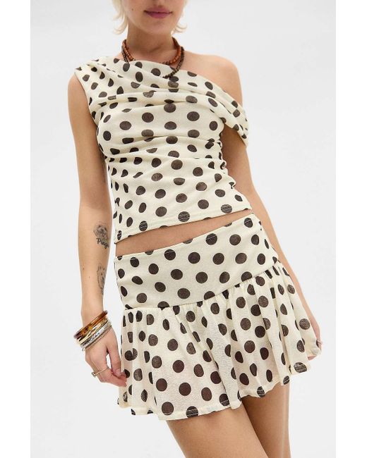 Urban Outfitters Natural Uo Lola Polka Dot Mini Skort