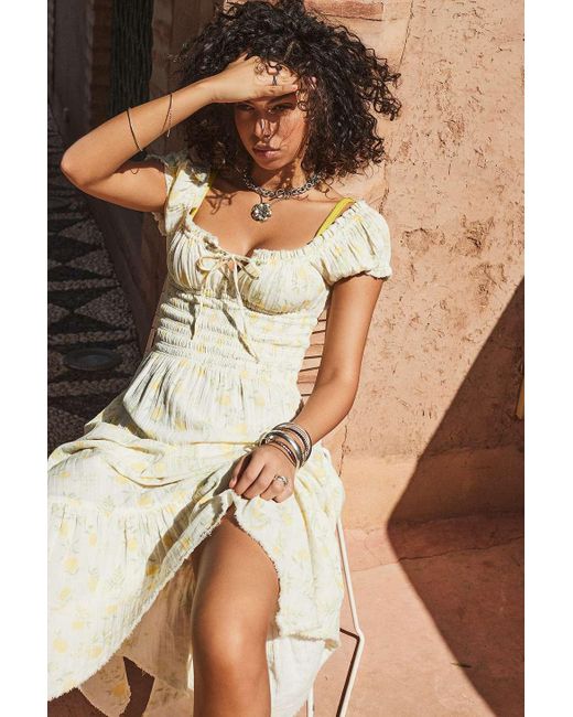 Kimchi Blue Natural Suki Printed Midi Dress