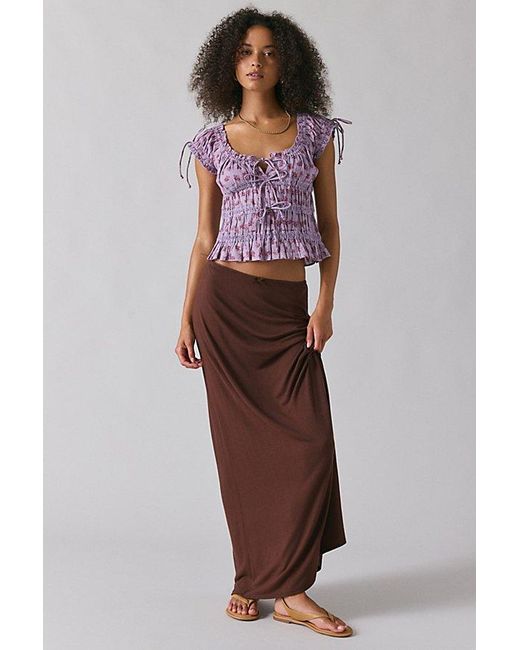 Kimchi Blue Brown Remi Tie-Front Cropped Blouse