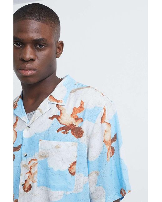 Urban Outfitters Uo Cherub Print Blue Short-sleeve Shirt for men