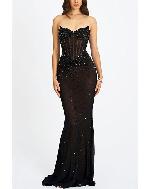 Miss Circle Women's Black Fatima Crystal Corset Mesh Mermaid Maxi Dress - coffeafoods.com Miss Circle Women's Black Fatima Crystal Corset Mesh Mermaid Maxi Dress - coffeafoods.com