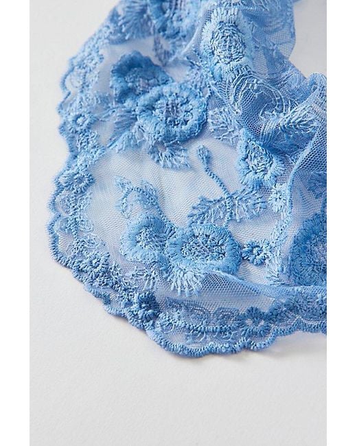 Urban Outfitters Blue Sheer Floral Lace Headscarf