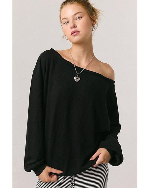 Out From Under Black Ariana Oversized Off-The-Shoulder Sweatshirt