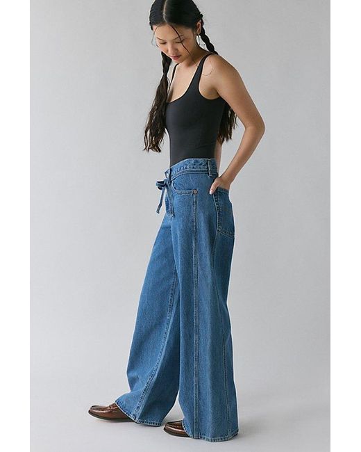 Levi's Blue Xl Seamed Straight Tie Waist Jean