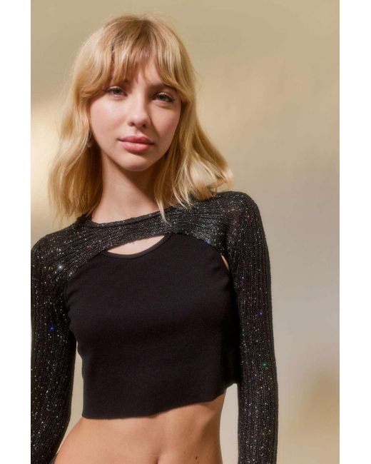 Urban Outfitters Uo Brooke Sparkly Shrug Sweater in Black Lyst