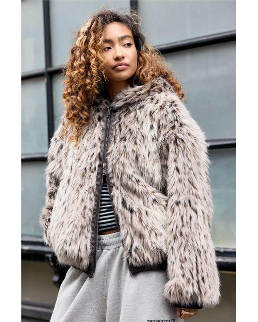 Silence + Noise Brown Silence + Noise Reversible Faux Fur Bomber Jacket