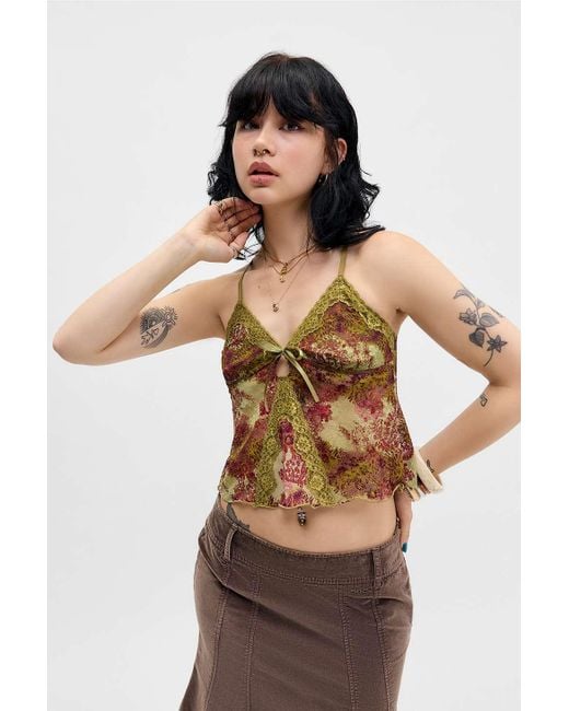 Out From Under Green Khaki Robyn Floral & Animal Print Cami