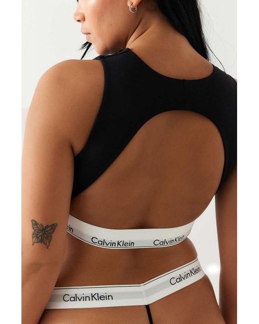 Calvin Klein Black Grey Modern Cotton Open Back Bralette