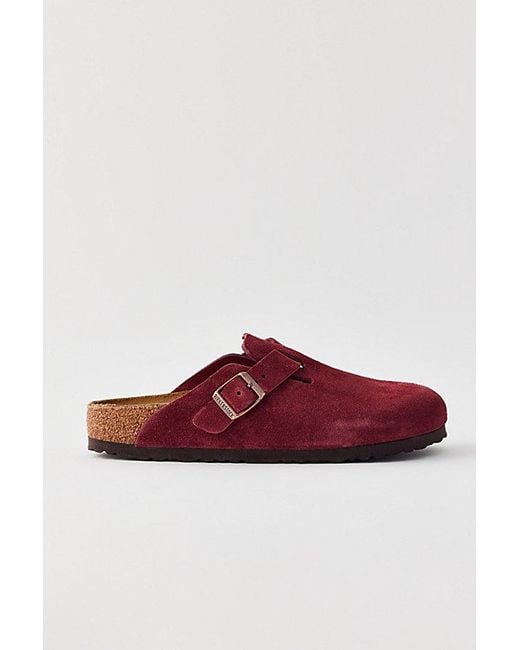 Birkenstock Red Boston Suede Clog
