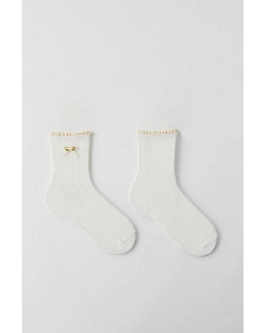 Urban Outfitters Black Rosette Pointelle Crew Sock