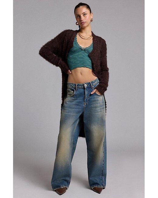 Out From Under Multicolor Bella Seamless Knit Lace Trim Crop Tee