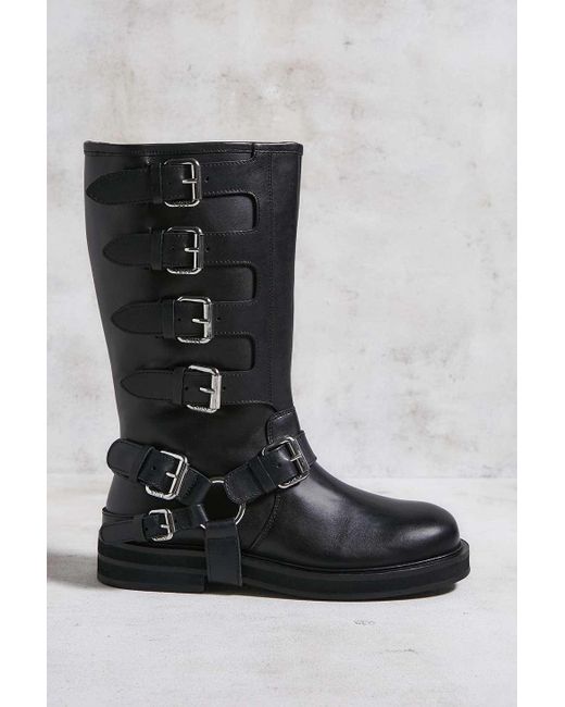 ASRA Black Cantaloupe Leather Buckle Boots