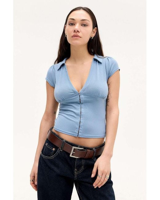 Silence + Noise Blue Silence + Noise Loren Hook & Eye Shirt