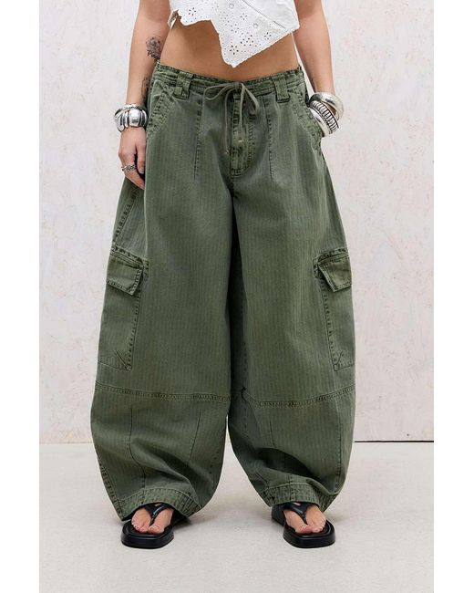 BDG Green Textured Baggy Boi Trousers