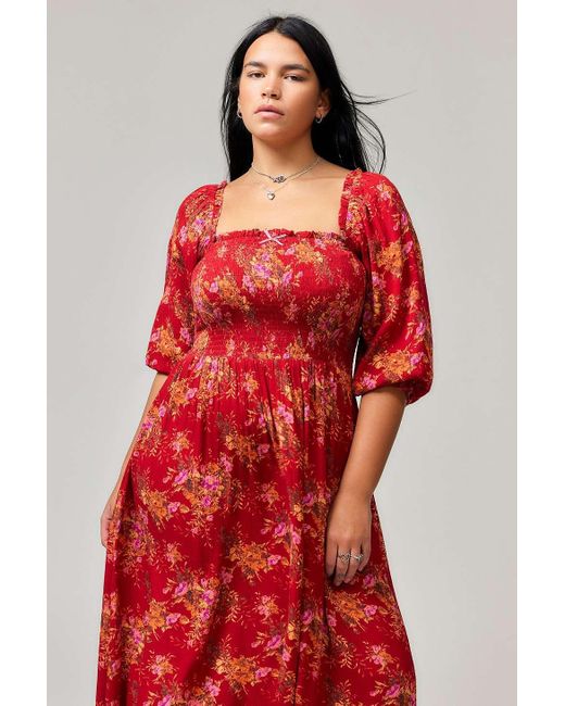 Kimchi Blue Red Lucia Floral Maxi Dress