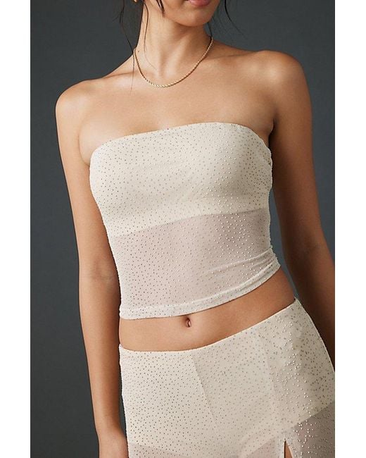 Urban Outfitters Black Uo A Girl's Best Friend Rhinestone Studded Sheer Mesh Skirt 2-Piece Set