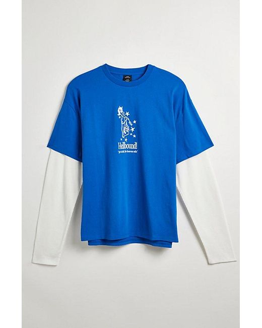 Urban Outfitters Blue Hellbound Double Layer Long Sleeve Tee for men