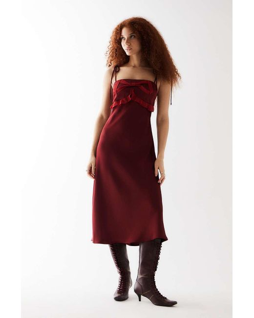 Love Triangle Uo Exclusive Saffi Red Midi Dress Lyst UK