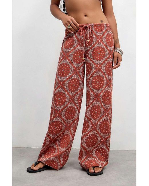 Out From Under Red Ellie Bandana Print Beach Trousers