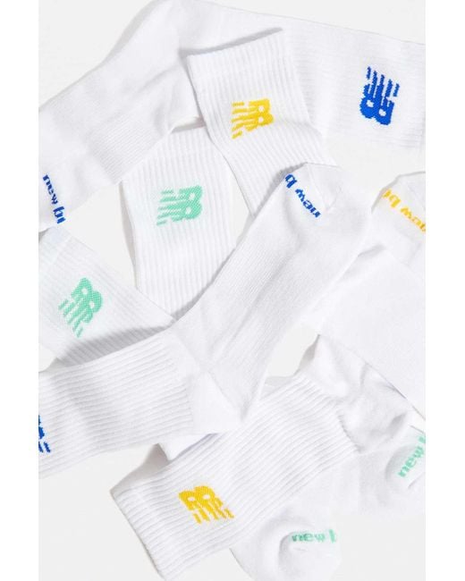 New Balance White Yellow, Blue & Turquoise Socks 3-pack for men