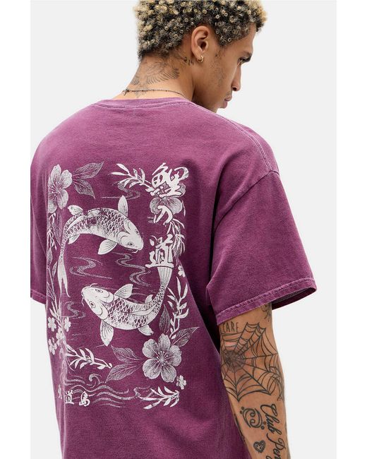 Urban Outfitters Purple Uo Koi Fish T-shirt for men