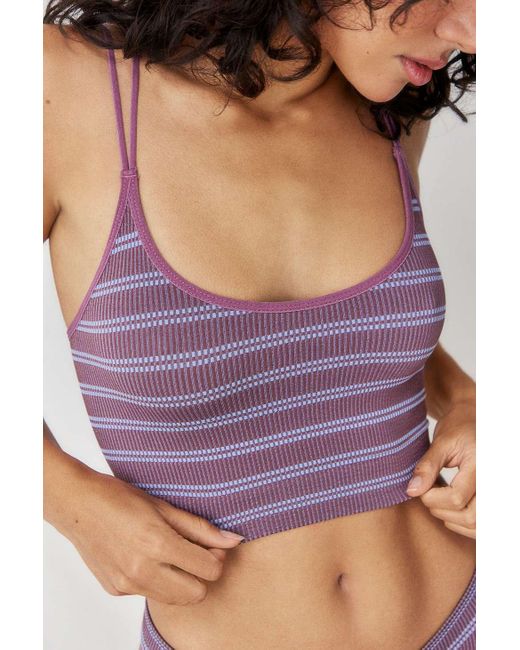 Out From Under Purple Markie Stripe Print Seamless Ribbed Cami