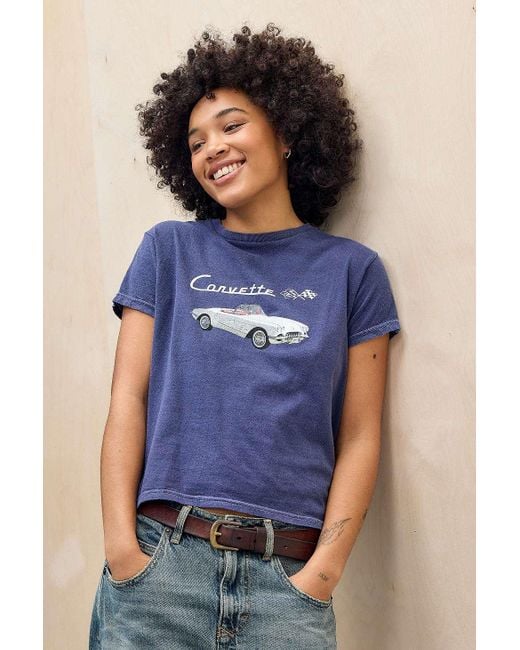 Urban Outfitters Blue Uo Corvette Car Relaxed T-shirt