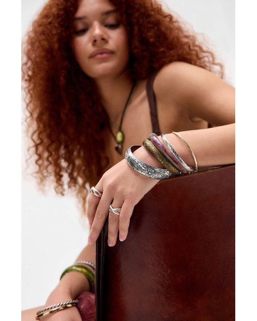 Silence + Noise Brown Silence + Noise Floral Etched Bangle