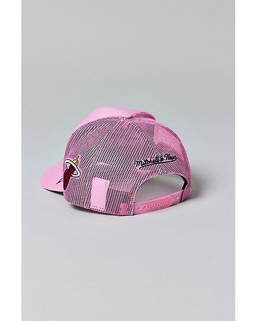 Mitchell & Ness Pink Nba Miami Heat Champs Trucker Hat for men