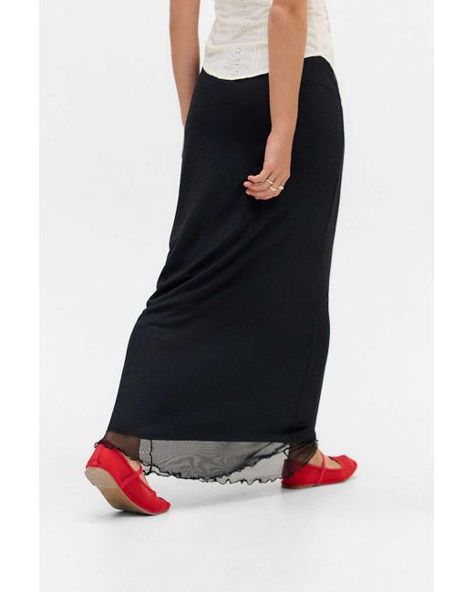 Urban Outfitters Black Uo Mesh Column Maxi Skirt