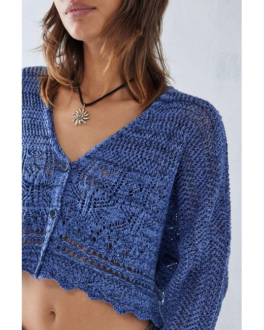 Urban Outfitters Blue Uo Open Stitch Knit Cardigan
