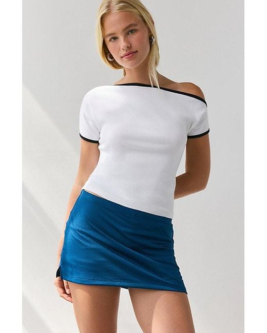 Out From Under White Bec Basketball Mesh Low-Rise Micro Mini Skort