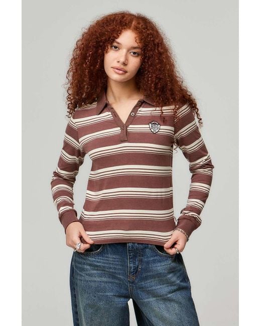 BDG Red Shrunken Stripe Rugby Shirt