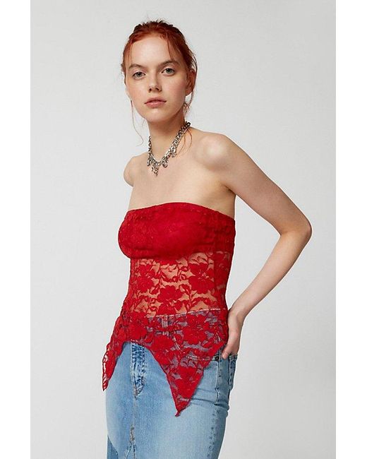 Urban Renewal Red Remnants Witchy Lace Tube Top