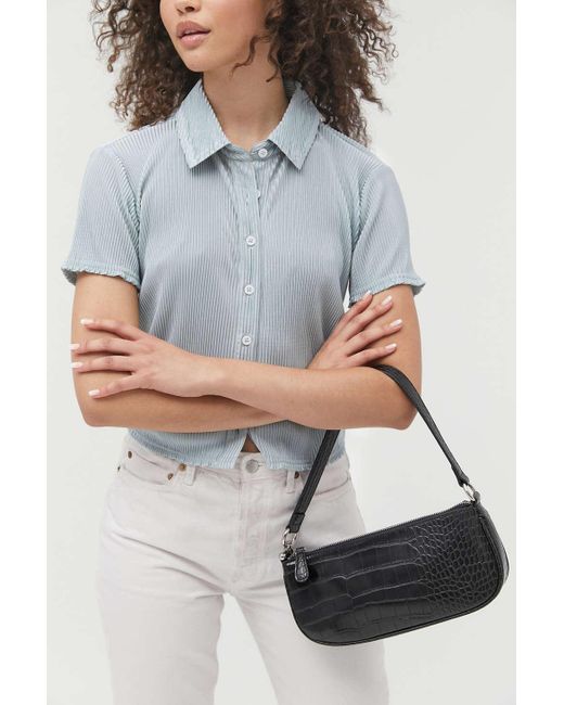 Urban Outfitters Black Uo Croc Baguette Bag