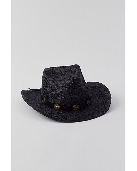Urban Outfitters Black Ryder Straw Cowboy Hat