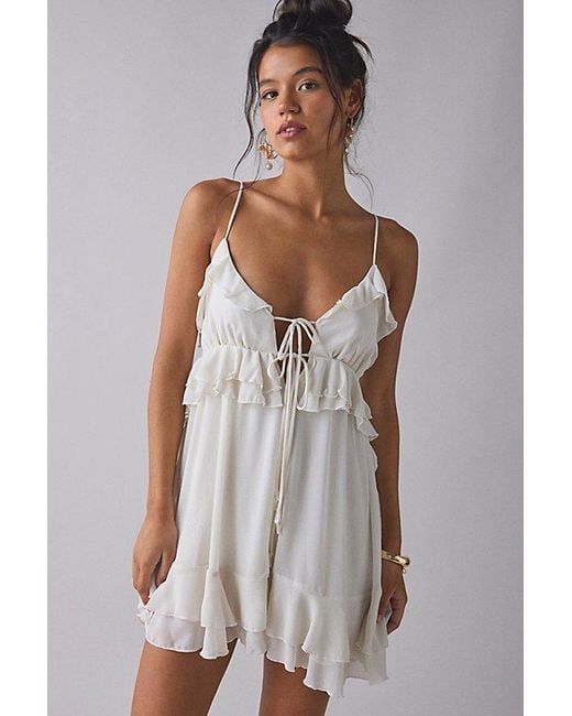 Kimchi Blue Gray Mariah Tie-Front Ruffle Romper