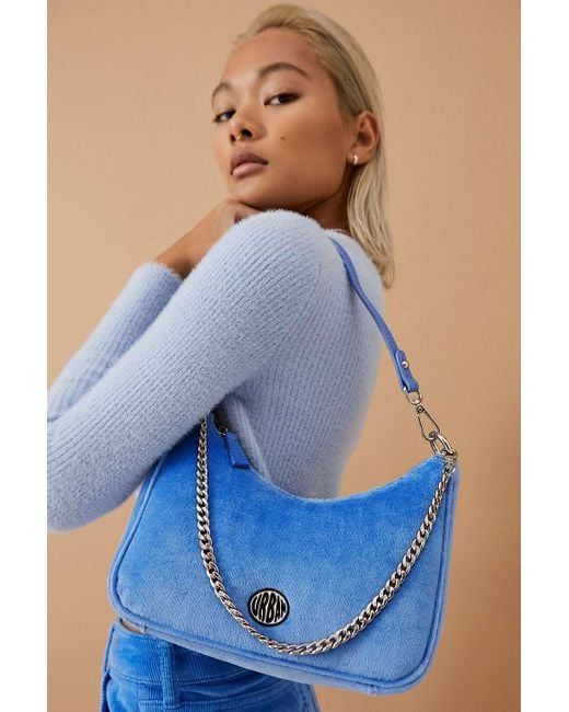 Urban Outfitters Blue Uo Velour Chain Accent Shoulder Bag