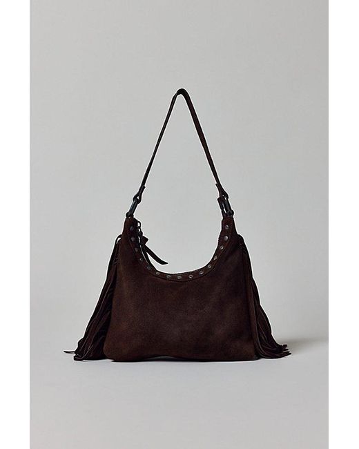 Silence + Noise Black Bella Suede Fringe Bag