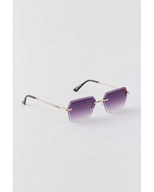 Urban Outfitters Black Drew Rimless Hex Sunglasses for men