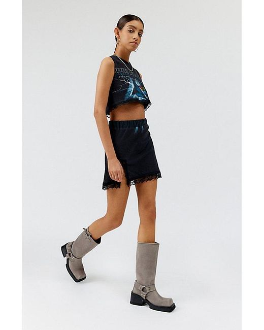 Urban Renewal Blue Remade Music Graphic Cropped Tank Top & Mini Skirt Set