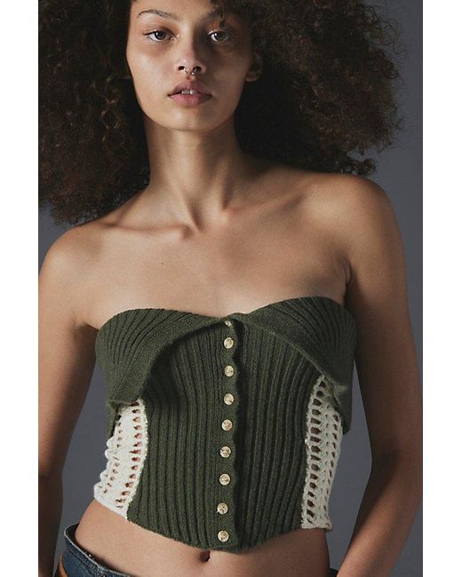 Jaded London Brown Knit Strapless Corset Top