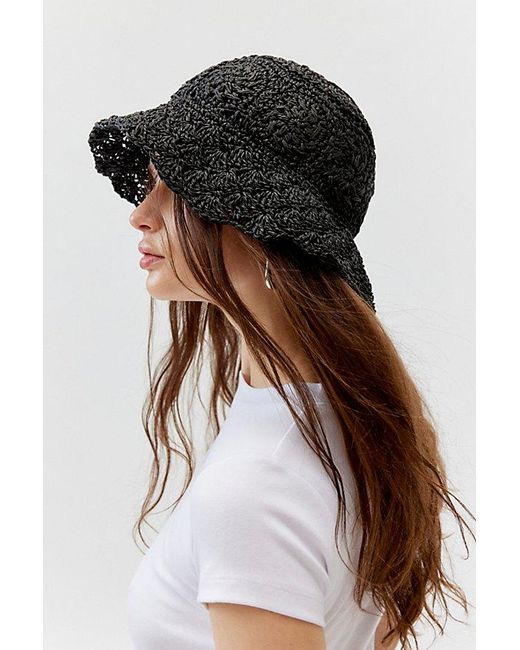 Urban Outfitters Black Wyeth Camille Straw Bucket Hat